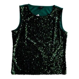 Talbots Sequin Shell Green Sleeveless Top